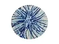 LivingStyles Botanical Splash Handmade Round Wool Rug, 150cm, Blue offer