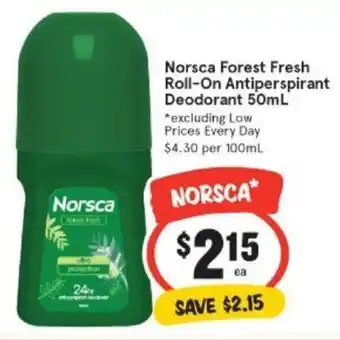 IGA Norsca Forest Forest Fresh Roll-On Antiperspirant Deodorant 50ml offer
