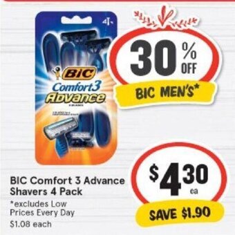 IGA BIC Comfort 3 Advance Shavers 4 Pack offer