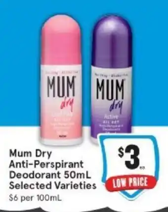 IGA Mum Dry Anti-Perspirant 50ml offer