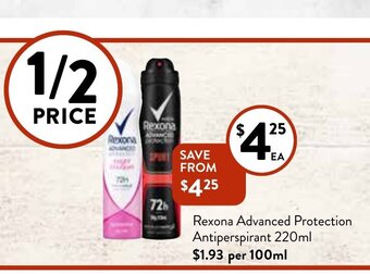 Foodworks Rexona Advanced Protection Antiperspirant 220ml offer
