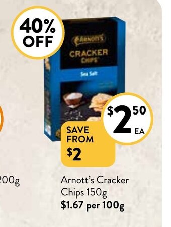 Foodworks Arnott's Cracker Chips 150g offer