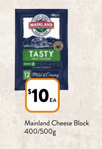 Foodworks Mainland Cheese Block 400/500g offer