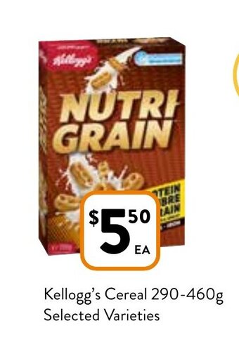 Foodworks Kellogg's Cereal 290-460g offer