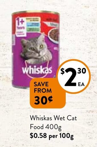 Foodworks Whiskas Wet Cat Food 400g offer