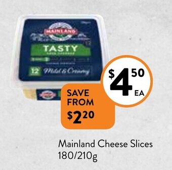 Foodworks Mainland Cheese Slices 180/210g offer