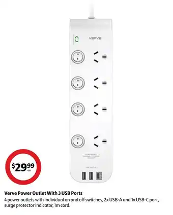 Coles Verve Power Outlet With 3 USB Ports offer