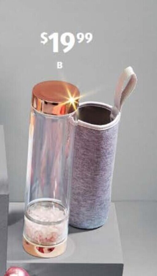 Glass Drink Bottle with Crystals offer at ALDI