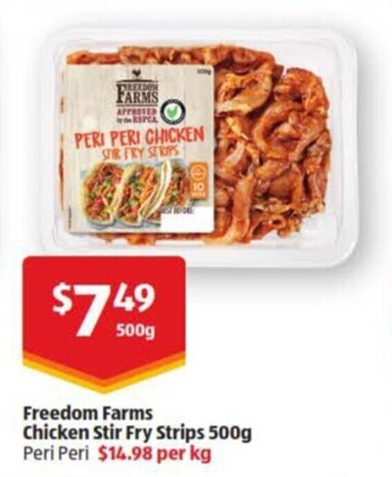 Freedom Farms Chicken Stir Fry Strips 500g offer at ALDI