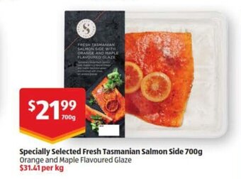 ALDI Specially Selected Fresh Tasmanian Salmon Side 700g offer