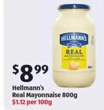 ALDI Hellmann's Real Mayonnaise 800g offer