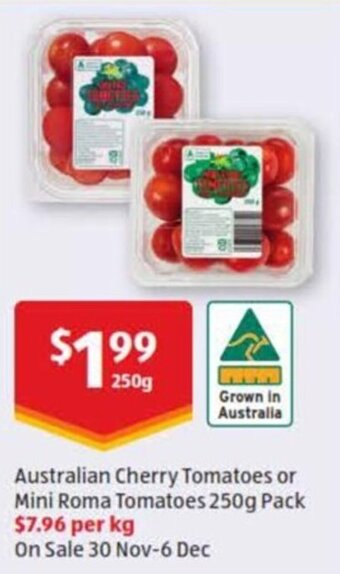 Australian Cherry Tomatoes or Mini Roma Tomatoes 250g