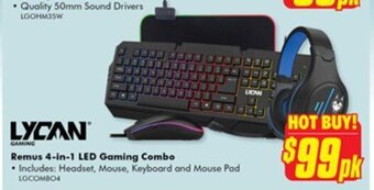 The Good Guys Lycan Gaming- Remus 4-in-1 LED Gaming Combo offer