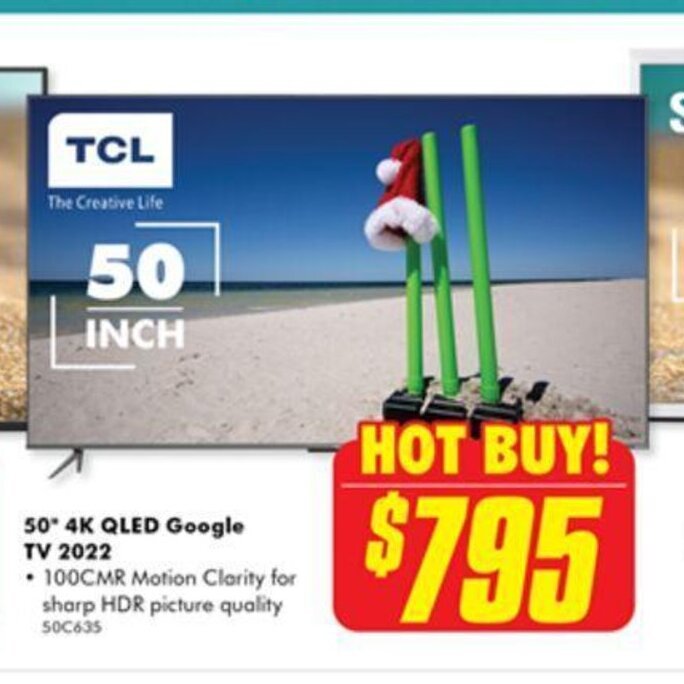 TCL 50" 4K QLED Google TV 2022 offer at The Good Guys