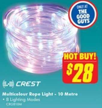 The Good Guys Crest Multicolour Rope Light - 10 Metre offer