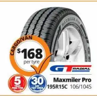 Gtradial maxmiler pro 195r15c 106-104s