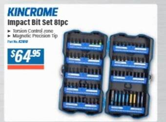 Burson Auto Parts Kincrome impact bit set 81pc offer