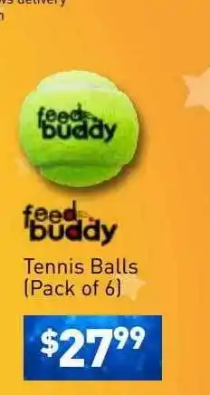 Tennis balls pack of 6 feed buddy