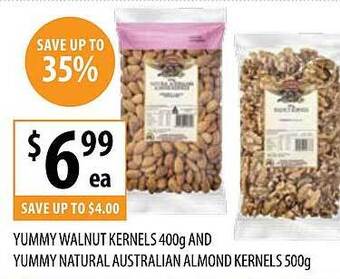 Yummy walnut kernels and yummy natural australian almond kernels