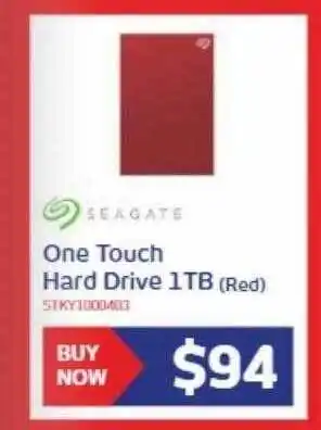 Seagete one touch hard drive 1tb (red)