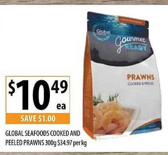 Supabarn Global seafoods cooked and peeled prawns offer