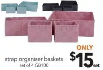 Cheap as Chips Strap Organiser Baskets Set of 4 offer