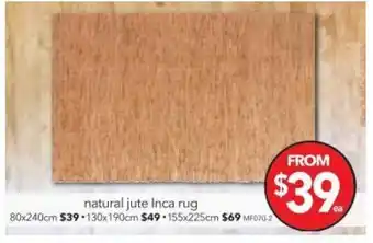 Cheap as Chips Natural Jute Inca Rug offer