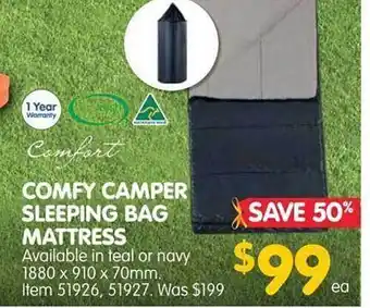 Comfy camper sleeping bag mattress