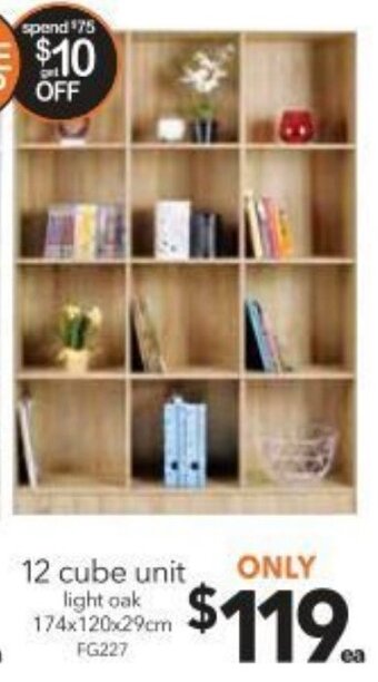 Cheap as Chips 12 Cube Unit Light Oak offer