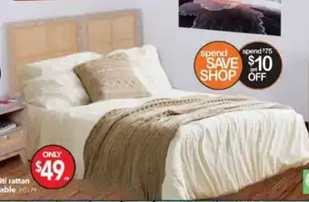 Cheap as Chips Tahiti Rattan Queen Bed Head offer