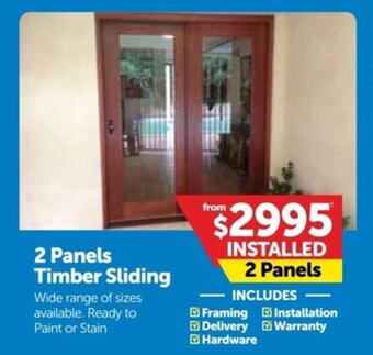 Doors Plus 2 Panels Timber Sliding offer