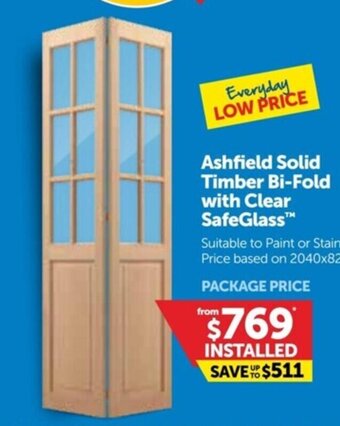 Ashfield Solid Timber Bi-Fold with Clear SafeGlass
