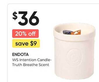 healthylife Endota ws intention candle-truth breathe scent offer