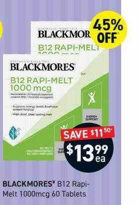 Chemist King Blackmores b12 rapi-melt 1000mcg 60 tablets offer