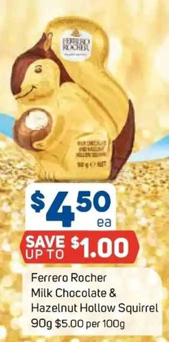 Foodland Ferrero Rocher Milk Chocolate & Hazelnut Hollow Squirrel 90g offer