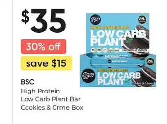 healthylife Bsc high protein low carb plant bar cookies & creme box offer