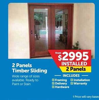 Doors Plus 2 panels timber sliding offer