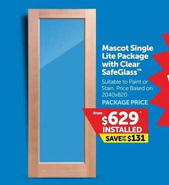 Doors Plus Mascot single lite package with clear safeglass offer