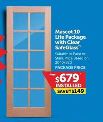 Doors Plus Mascot 10 lite package with clear safeglass offer