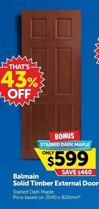 Doors Plus Balmain solid timber external door offer