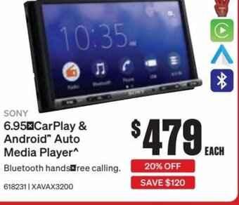 SuperCheap Auto Sony 6.95 CarPlay & Android Auto Media Player offer