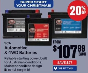 SuperCheap Auto SCA Automotive & 4WD Batteries offer