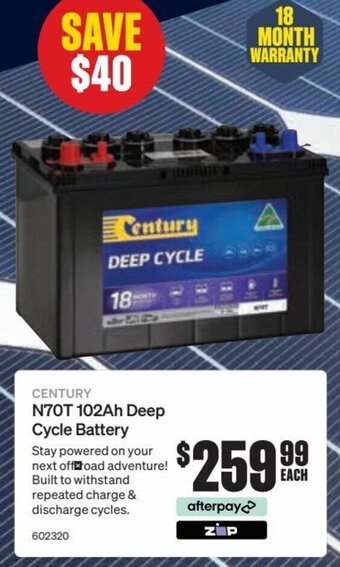 SuperCheap Auto Century N70T 102Ah Deep Cycle Battery offer