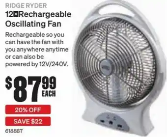 SuperCheap Auto Ridge Ryder 12 Rechargeable Oscillating Fan offer