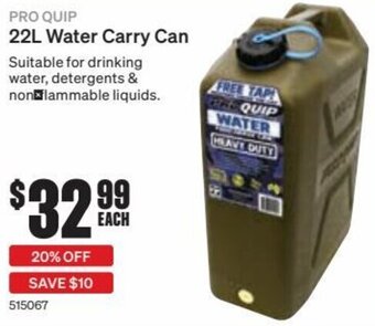 SuperCheap Auto Pro Quip 22L Water Carry Can offer
