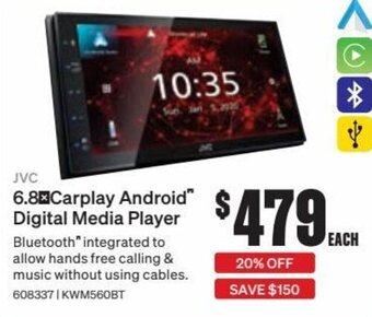 SuperCheap Auto JVC 6.8 CarPlay Android Digital Media Player offer