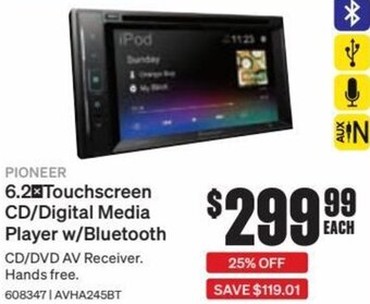 SuperCheap Auto Pioneer 6.2 Touchscreen CD/Digital Media Player w/Bluetooth offer