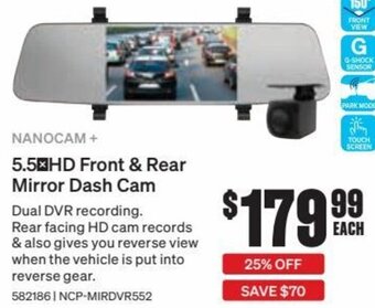 SuperCheap Auto Nanocam+ 5.5 HD Front & Rear Mirror Dash Cam offer