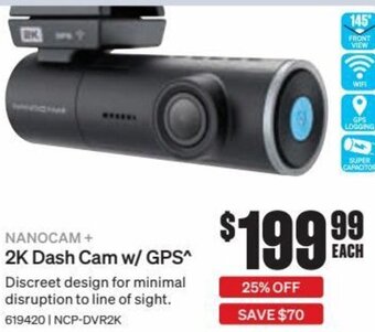 SuperCheap Auto Nanocam+ 2K Dash Cam w/ GPS offer