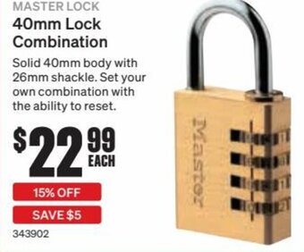 Master Lock 40mm Lock Combination
